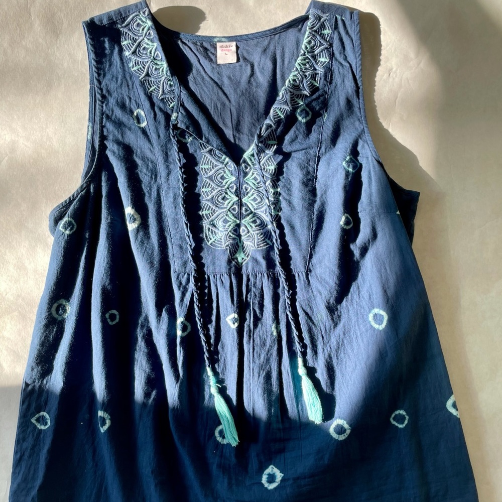 Rikshaw Designs Tie Dye Navy & Turquoise Tunic
